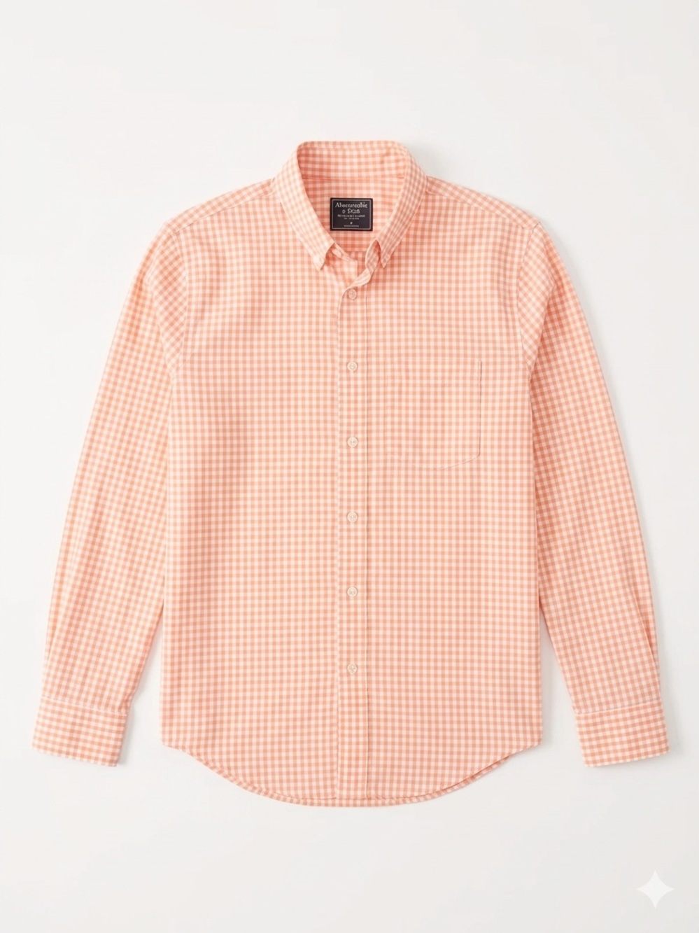 VTG Abercrombie & Fitch Men's M Gingham Button Down Shirt Peach White Y2K 2000s